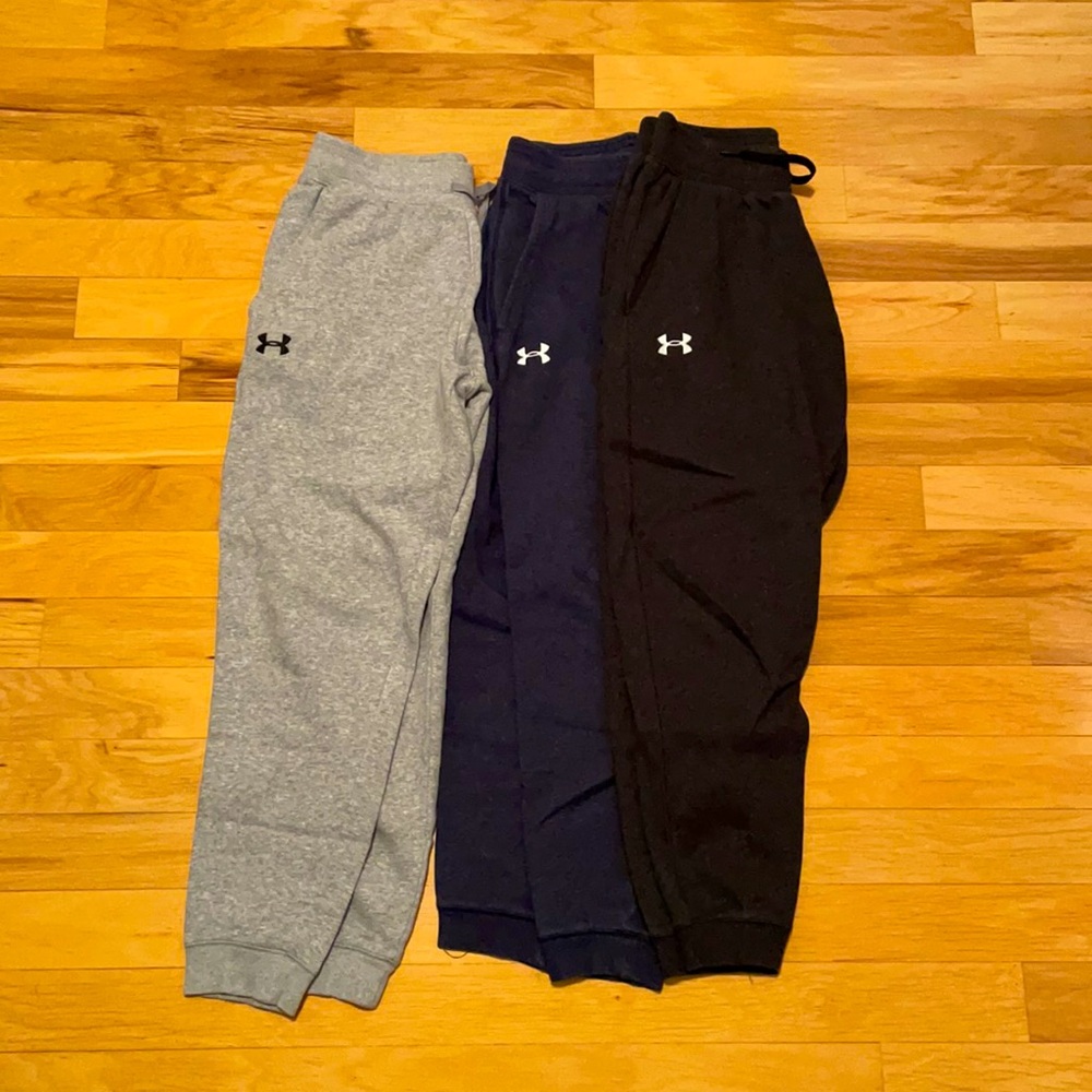 BUNDLE OF 3 Under Armour Sweat Joggers Size L Great Condition Navy Charcoal Grey